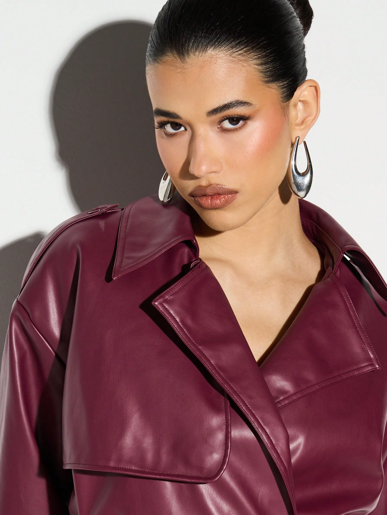 KIZN Cropped Leather Trench With Belt