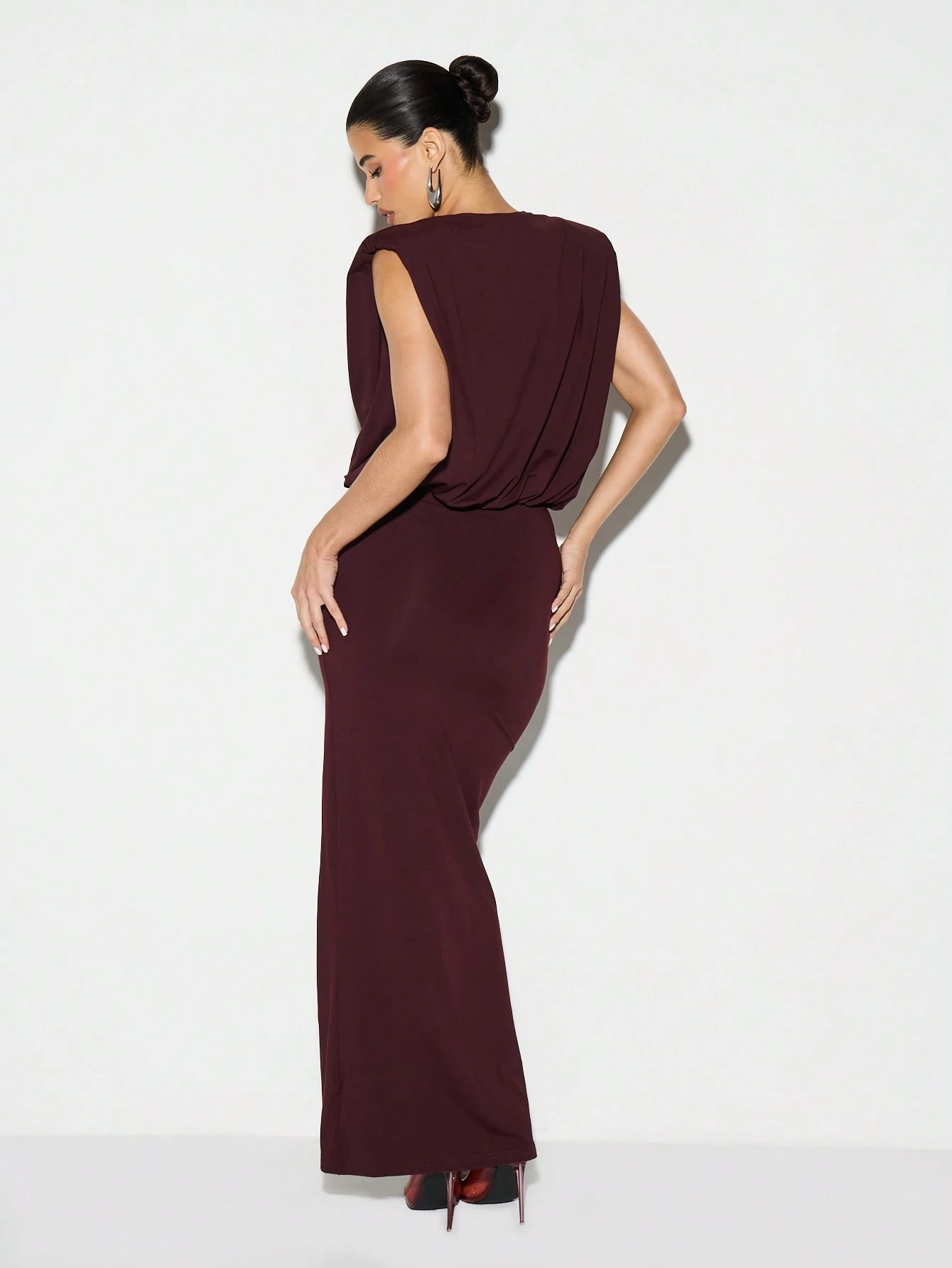 KIZN Plunge Neckline Side Slit Maxi Dress