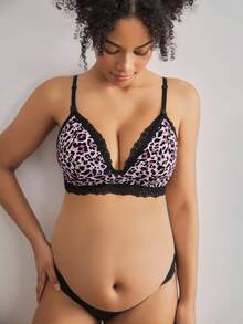 BloomMama Sexy Lace Leopard Print Patchwork Nursing Bra - Multicolor - View 6
