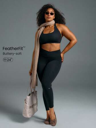 بنطلون يوغا كروسوفر عالي المرونة ناعم الملمس يمتد حتى الخصر 24 بوصة، مشد رياضي للخصر