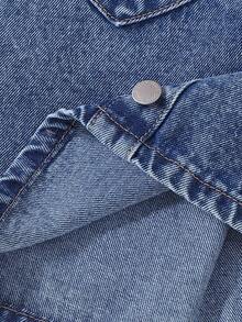 Maija Kids Young Girl Woven Denim Blue Heart Pocket Casual A-Line Skirt