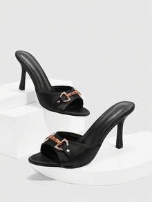 CUCCOO SZL Giày sandal cao gót hở mũi thời trang nữ - màu đen - Xem 2