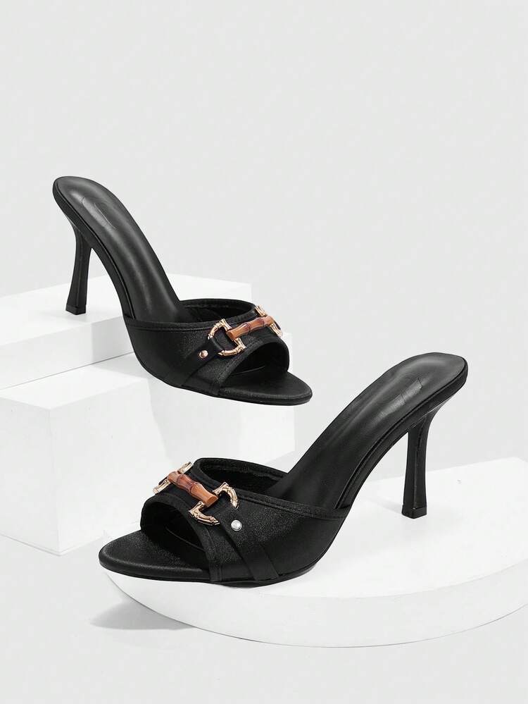 CUCCOO BIZCHIC Women's Fashion Chain Decor Open Toe Heeled Sandals For Christmas Valentine's Day