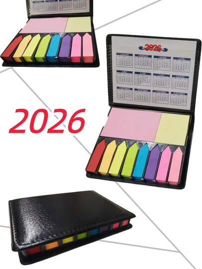 200 Sheets Sticky Notes With 2026 Calendar PU Box Sticky Notes Set, PU Box Sticky Notes Suitable For Students, Offices, Study Plan, Work Plan, New Year's Plan