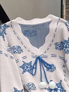 Franclia Casual Versatile New Snowflake Pattern Sweater For Women, Autumn/Winter - Blue - View 4