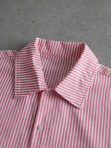 PAVTROS Bộ áo sơ mi và quần sọc hồng dành cho nam, 2 trong 1 - Hồng - Xem 5