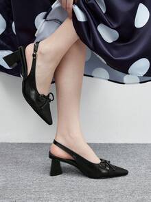 CUCCOO BIZCHIC 通勤休闲纯色粗跟女鞋 - 黑色 - 查看 5