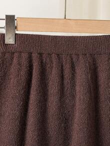 Sparklyn 2件套/套 少女红色毛衣套装，适合秋冬季节，超时尚圆领套头毛衣搭配百搭迷你裙，适合圣诞派对。Lububu Baby Saja 少女套装 针织儿童棕色连衣裙 秋季连衣裙 儿童少女连衣裙 可可色 - 棕色 - 查看 5