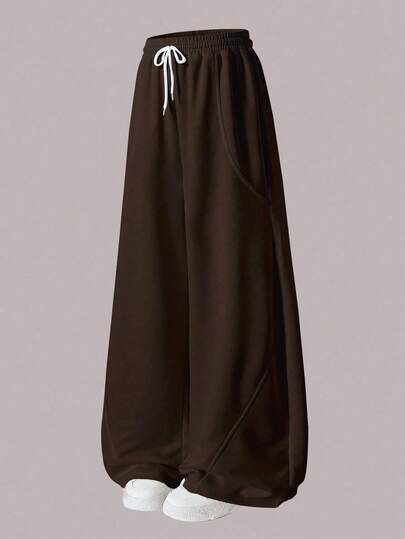 Sparklyn Teen GirlLoose Fit Curved Leg Sweatpants, Casual Fashion All-Match Versatile Sports Pants, Suitable For Dancing, School, Workout