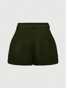 ROMWE Hippie Pantalones cortos casuales holgados con bordado floral para mujer de talla grande - Verde militar - Ver 7