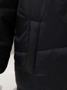 1pc Teenage Boys' Casual Quilted Pocket Hooded Padded Coat, Thick & Versatile, Black, Autumn/Winter - Black - View 4