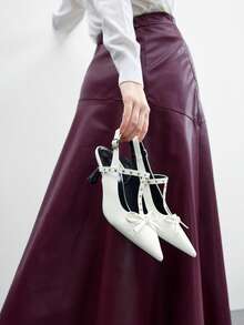 CUCCOO BIZCHIC 女士时尚勃艮第红色花卉装饰尖头高跟鞋 - 白色 - 查看 3