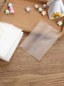 100个/套 烘焙密封袋 磨砂透明饼干袋 糖果包装礼品包装用品 带扎带 - 無色 - 查看 3