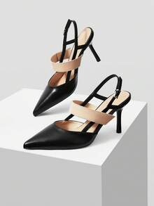 Mnmlis Tacones de aguja sin talón de moda casual para mujer - Negro - Ver 10