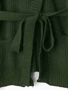 GlowEve 新款女士V领开衫，欧美风撞色优雅简约时尚针织上衣 - 綠色 - 查看 3