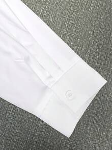 GlowEve CURVE 大码休闲纯色后开衩衬衫 - 白色 - 查看 4