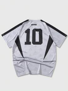 ROMWE MEN Prep 男士数字印花圆领插肩短袖休闲T恤 - 灰色 - 查看 2