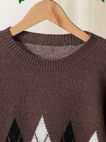 Sparklyn 2件套/套 少女红色毛衣套装，适合秋冬季节，超时尚圆领套头毛衣搭配百搭迷你裙，适合圣诞派对。Lububu Baby Saja 少女套装 针织儿童棕色连衣裙 秋季连衣裙 儿童少女连衣裙 可可色 - 棕色 - 查看 7