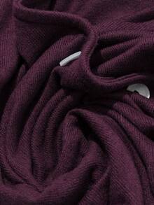 Franclia Women's Autumn/Winter Angora V-Neck Criss-Cross Knit Sweater, Contrast Button Pleated Waist Layering Top, Holiday Edition - Burgundy - View 4