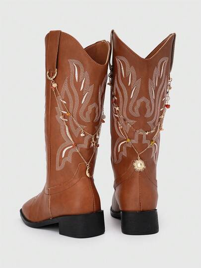 Fairycore 2 pezzi Decorazione a catena stile bohémien con stella e luna colorate in cristallo, adatta per decorare stivali alti, per elevare lo stile degli stivali, regalo per Ramadan/compleanno/vacanze