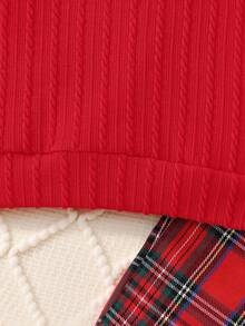 Souflis Souflis 男婴三件套V领毛衣背心，搭配长袖衬衫和红色格子裤，优雅套装，适合圣诞节、派对和其他秋冬季场合。男婴秋季套装，休闲绅士风套装，婴儿男童套装，男婴服装，男童套装。