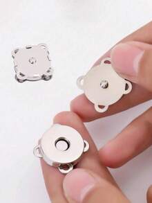 4对/10对/20对 DIY 磁性纽扣，梅花形手工缝制磁性扣，18mm 纽扣 - 銀色 - 查看 3