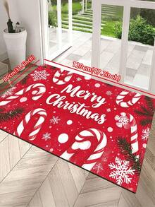 1pc Christmas Themed Bath Mat - Red Candy Cane & Snowflake Design, Square Doormat, Absorbent Non-Slip, Plush Square Carpet, Indoor Entrance Small Rug Suitable For Bathroom, Laundry Room, Bathroom Entrance, In Front Of Sink, Shower Room And Party, Carpet, Bathroom Decor, Bath Mat, Bathroom Accessories,Shower Mat Doormat Suitable For Living Room, Bedroom, Kitchen And Various Scenes At The Entrance, Party, Holiday, Gift, Banquet - Multicolor - View 8