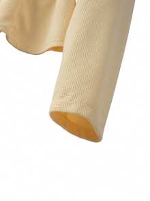 GlowEve CURVE Áo sơ mi nữ cổ tròn tay dài thanh lịch, thắt eo màu be cỡ lớn - Màu vàng - Xem 3