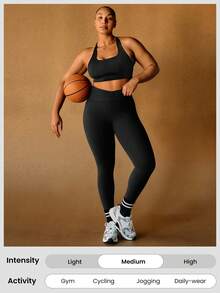 GLOWMODE 24" FeatherFit™-Sculpt Tummy Control Crossover Hold Up Pocket Compression Leggings Yoga Workout Gym  Spring Summer - Black - View 9