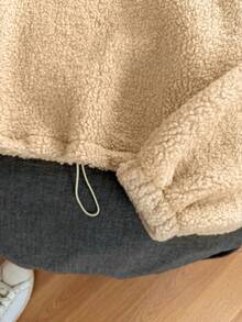 INAWLY Women Plush Long Sleeve Casual Loose Turtleneck Top, Korean Style - Khaki - View 4