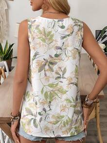 EMERY ROSE Women Leaf & Flower Print Casual Tank Top, Everyday Wear - Multicolor - View 2