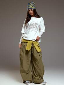 MUSERA Extreme Wide Leg Pleated Balloon Leg Trousers Fall Autumn Winter  Coolgirl Cosy Cute Outdoors Explorer Y2k Spring