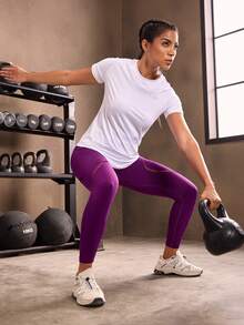 Powerista Breathable Twist Front Sports Tee Compression Shirt Gym Women Shirts - White - View 7