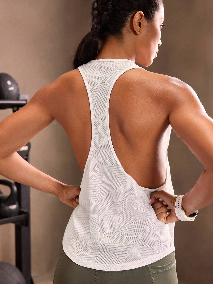 Powerista 素色工字運動背心 - 白色 - 查看 1