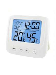 1个全新液晶数字温湿度计婴儿房湿度计背光家用室内电子温湿度计气象站 - 白色 - 查看 13