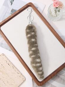 ROMWE Goth 1 móc khóa đuôi cáo giả sọc nâu thời trang phong cách cổ điển thanh lịch và dễ thương, phụ kiện dành cho nữ, thích hợp sử dụng hàng ngày và làm quà tặng - Nhiều màu - 4 - Xem 8