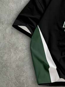 Manfinity ZONE917 Loose Cropped Boxy Street Pioneer Sports #9 Black White Green Allover Print Cropped Short Sleeve T-Shirt (High Quality) Street Wear Shirt Motorsport Shirt Vintage Motorsport Tshirts Men