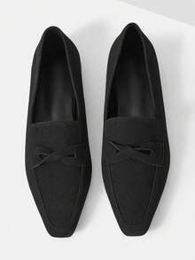 Mnmlis Zapatos de mujer tipo mula con estilo retro británico, nuevos de primavera/verano, zapatos planos casuales y versátiles tipo slip-on de color negro para uso al aire libre - Negro - Ver 3