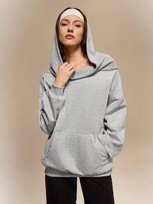Firalyn Chic Grey Oversized Knitted Off Shoulder Sweatshirt For Women Long Sleeve Regular Length - Grey - View 6