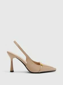 CUCCOO BIZCHIC Women's Fashion Black Patent Leather Slim High Heel Pumps, Suitable For Commuting, Dates, Gatherings, Parties And Other Occasions - Khaki - View 2