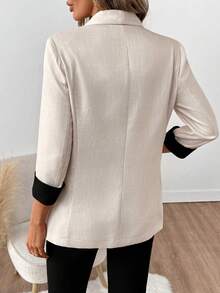 SHEIN Clasi Women's Versatile Blazer Jacket, Suitable For Commuting, Outings And Gatherings, Spring/Autumn Spring Break Outfits - Apricot - View 2