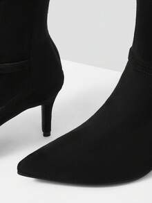 Mnmlis Botas de tacón fino con punta puntiaguda y cremallera en la parte trasera para mujer - Negro - Ver 9
