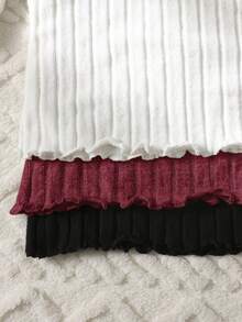 SHEIN 3件套少女秋冬罗纹立领修身长袖上衣，休闲百搭套头衫 - 酒紅色 - 查看 6
