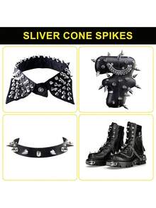30PCS Screwback Cone Spikes Rivets For Clothing Shoes Bags Punk Goth DIY