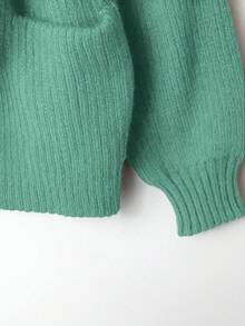 GlowEve 新款女士V领开衫，欧美风撞色优雅简约时尚针织上衣 - 綠色 - 查看 3