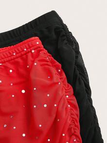 SHEIN EZwear Váy lưới sequin đen + đỏ nhiều mảnh cho nữ - Nhiều màu - Xem 7