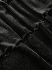 SHEIN MOD Plus Size Retro Black Ruffle Hem Mermaid Skirt