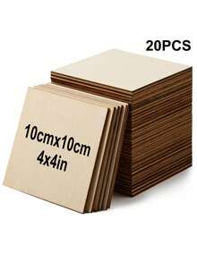 10/20/40pcs 4x4 Inch Wood Squares For Crafts Unfinished Wood Pieces 0.08Inch Thick Blank Basswood Sheets Natural Wood Square Cutouts Slices For Crafts Painting Scrabble Tiles Architectural Model - Apricot - View 8