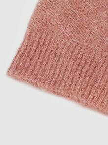 GlowEve Rompi Rajut Longgar Kasual Leher Bulat Warna Polos untuk Wanita, Musim Gugur/Dingin - Dusty Pink - View 4