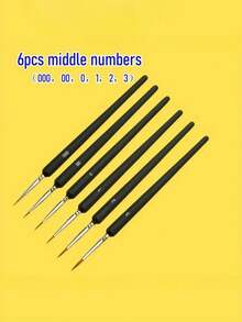 一套狼毛尖头画笔，线条画笔，水彩画笔，软毛油画笔，细尖线条画笔，轮廓画笔，情人节、婚礼、返校季绘画必备 - 黑色 - 查看 5